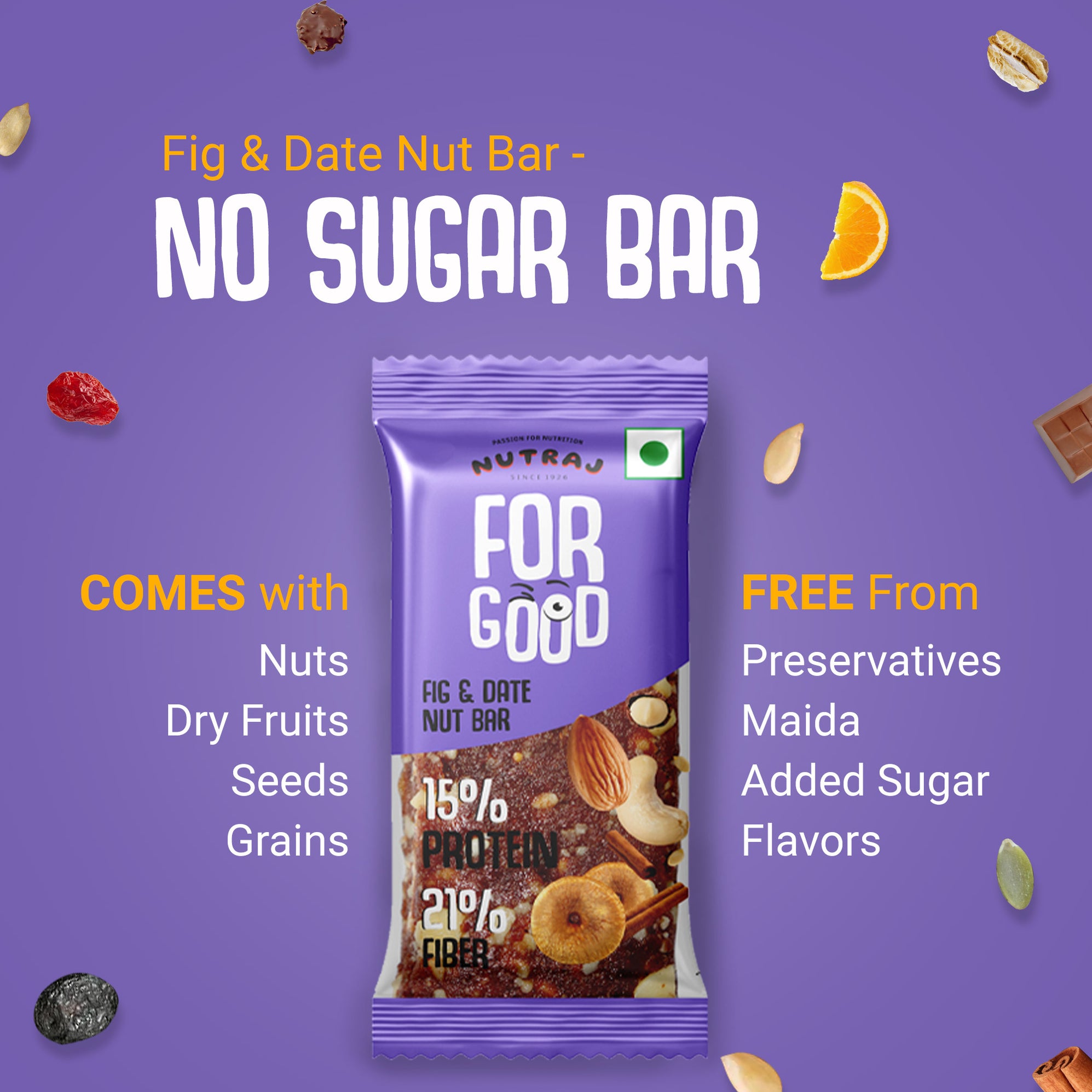 Nutraj For Good Daily Nutrition Protein Energy Nut Bar 100g (25g x 4 B