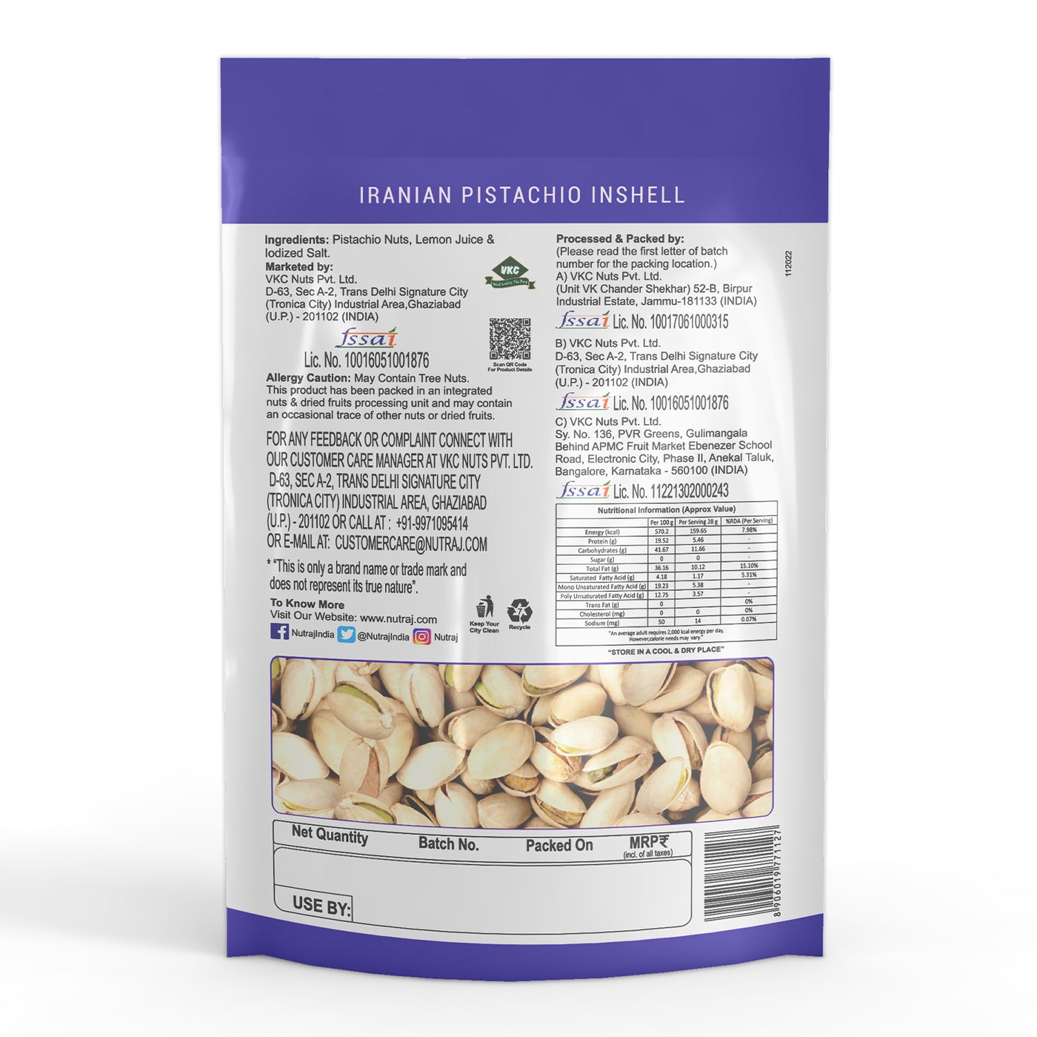 Nutraj Iranian Roasted & Salted Pistachios Inshell (Pista) 200gm