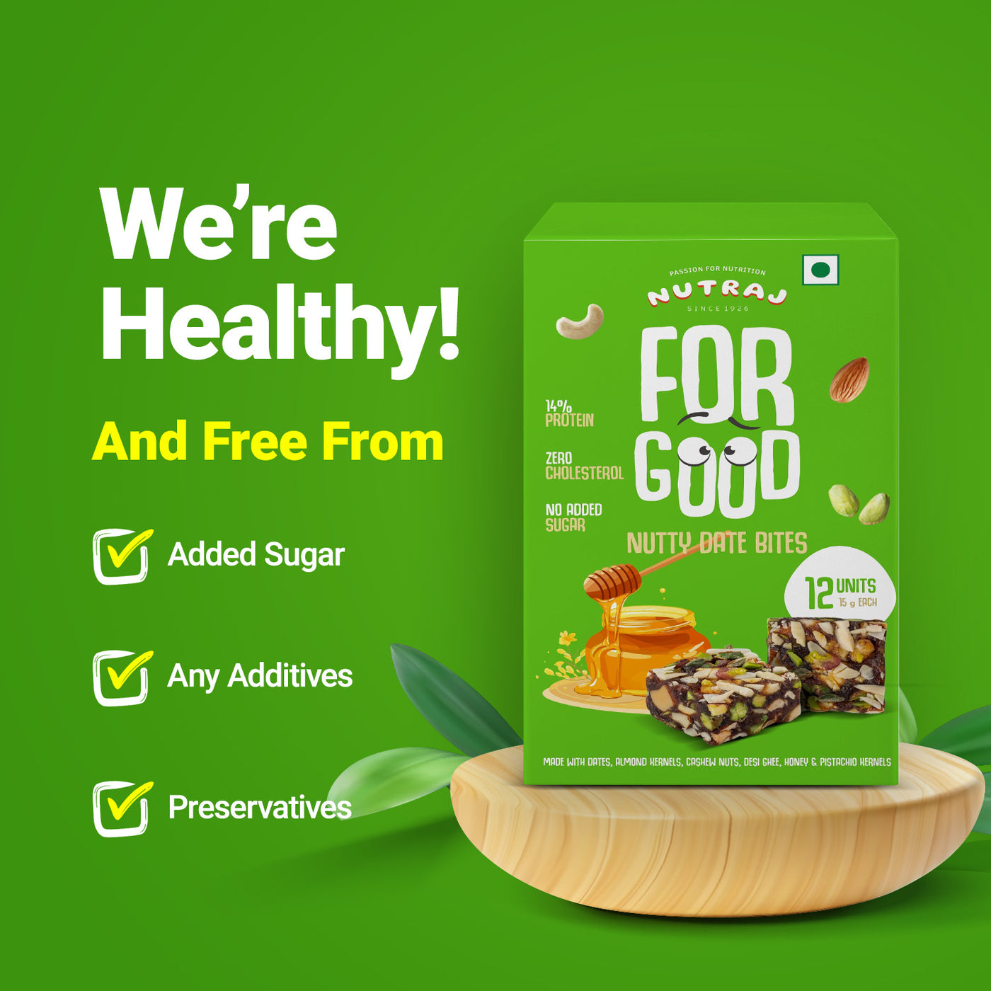 Nutraj For Good Nutty Date Bites 180g (15g x 12 Pieces)