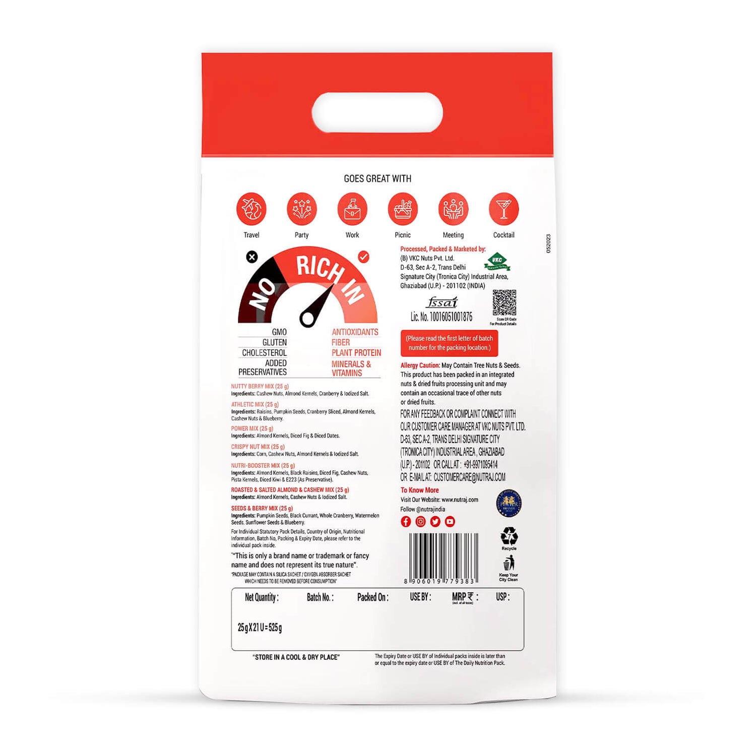 Nutraj Snackrite Trail Mix Combo: 21 Pouches, 7 Varieties + FREE Nut T