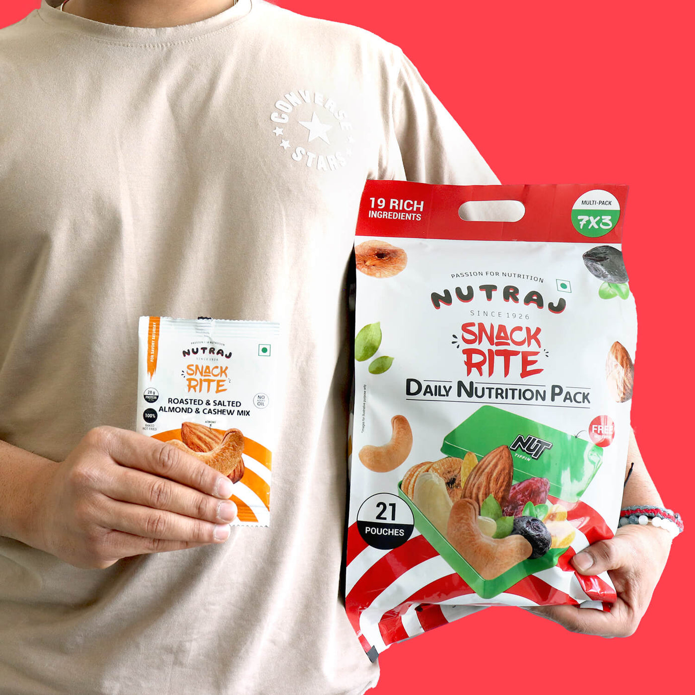 Nutraj Snackrite Trail Mix Combo: 21 Pouches, 7 Varieties + FREE Nut T