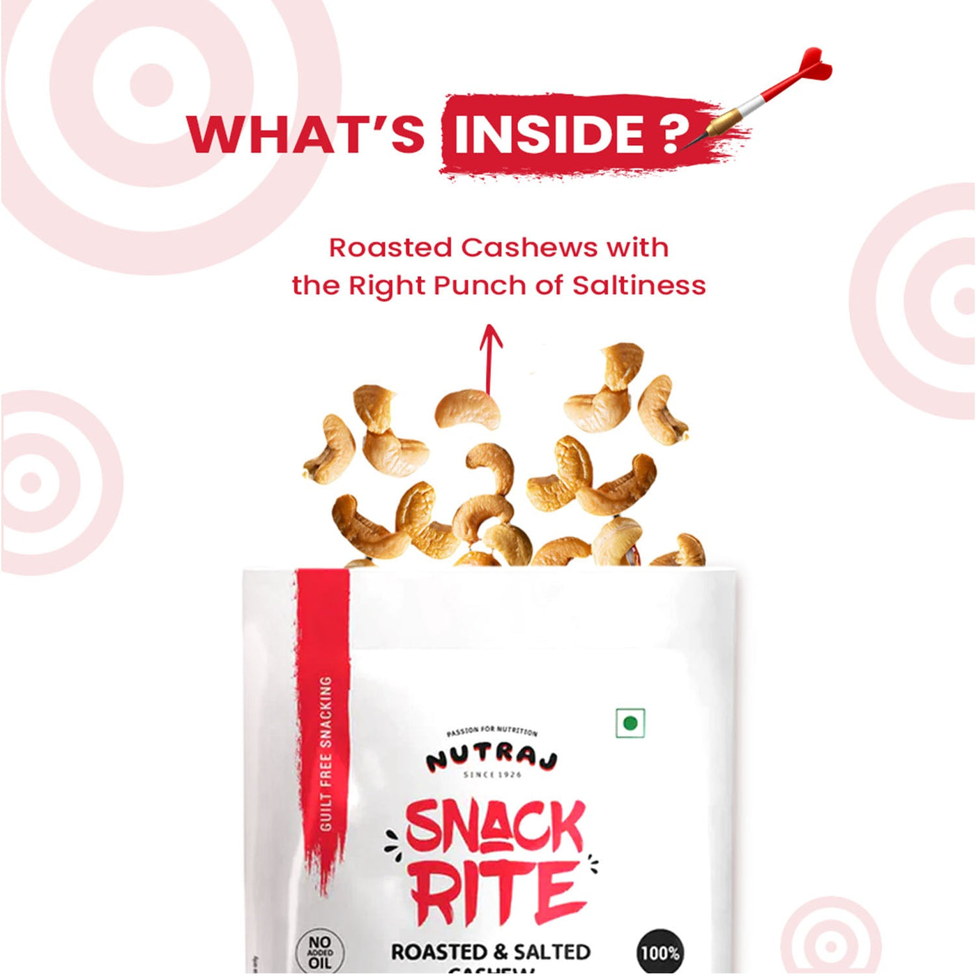 Buy Nutraj Snackrite Roasted and Salted Cashew nuts Online 150 gm